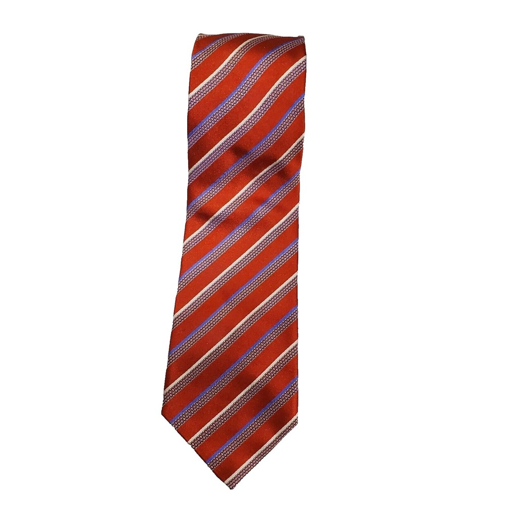 Saks Fifth‎ Avenue Men's Red Silk Diagonal Stripes One Size Designer Necktie